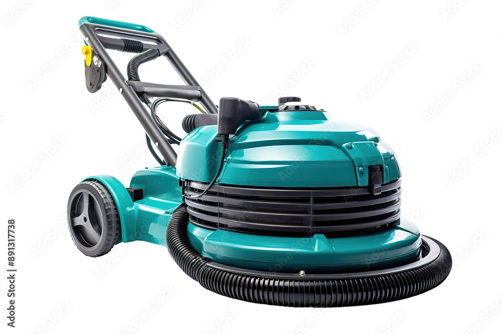 Fototapeta premium A Teal and Black Powerhouse: A Compact, Wheeled Vacuum Cleaner Ready to Tackle Any Mess on a Clear PNG or White Background.