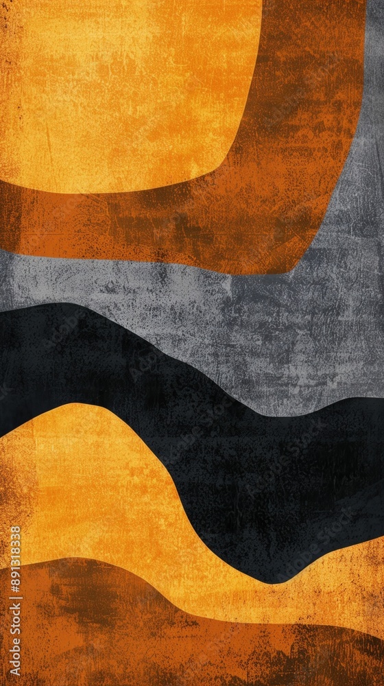 Abstract Landscape with Warm Tones and Curved Lines Abstract Landscape with Warm Tones and Curved Lines