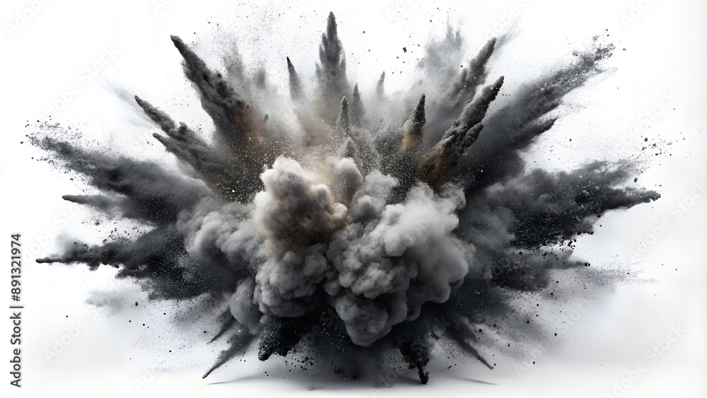 Black and grey smoke explosion creating a dense cloud Black and grey smoke explosion creating a dense cloud