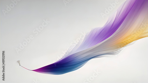 long piece of colored tape flying in the wind, white background, untwisted colored film
