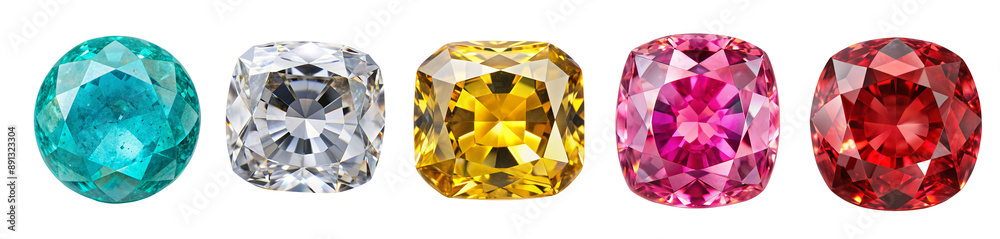 Set of spinel gem stone. Colorful gem stones set in various colors - yellow, red, white, blue and turquoise. Isolated on transparent white background, png Set of spinel gem stone. Colorful gem stones set in various colors - yellow, red, white, blue and turquoise. Isolated on transparent white background, png