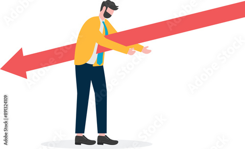Accident and disaster, the falling arrow shot through the man's body
