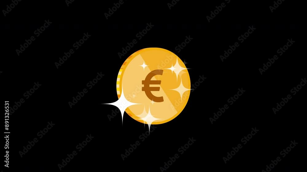 Euro Coin with Shining Stars Animation Euro Coin with Shining Stars Animation