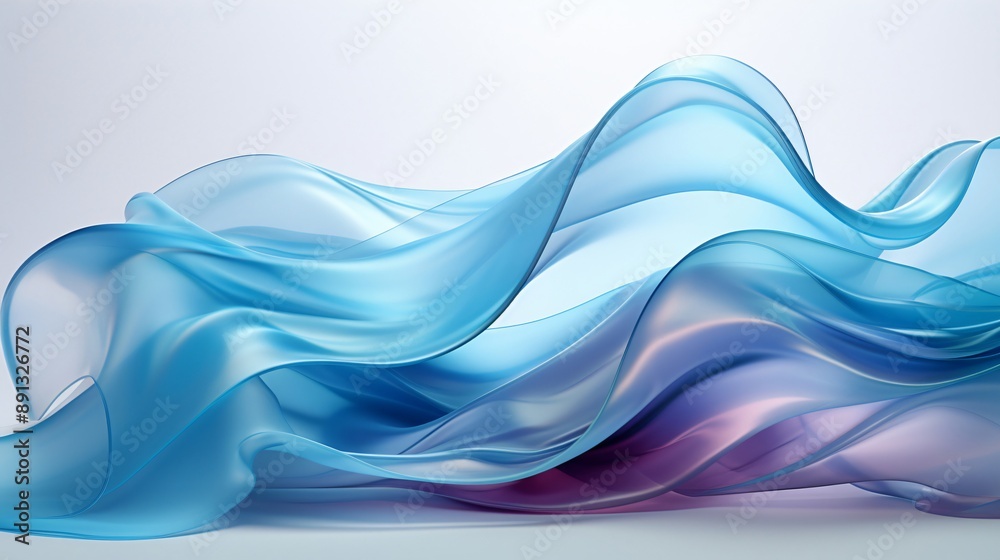 Obraz premium Abstract blue wavy shape flowing on white background