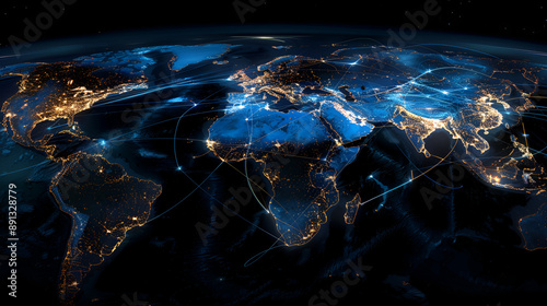 Best Internet Concept of global business from concepts series, connection symbols communication lines ,Earth from Space ,Globe network hologram ,Connections system sphere global world view