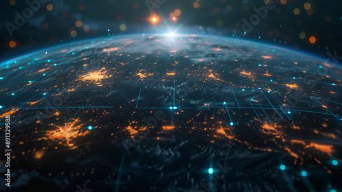 Best Internet Concept of global business from concepts series, connection symbols communication lines ,Earth from Space ,Globe network hologram ,Connections system sphere global world view