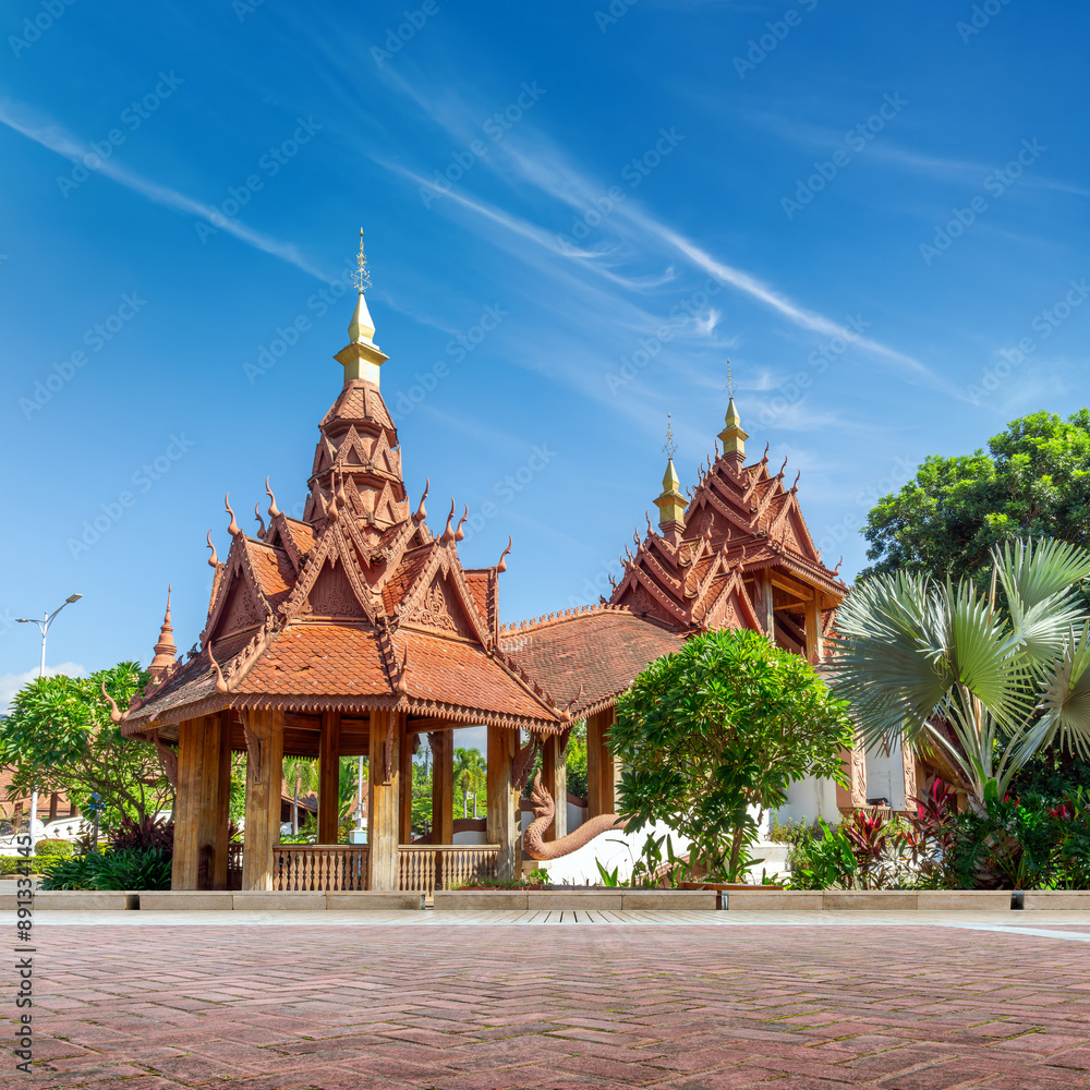 Dai-style architecture in Xishuangbanna, Yunnan, China. Dai-style architecture in Xishuangbanna, Yunnan, China.