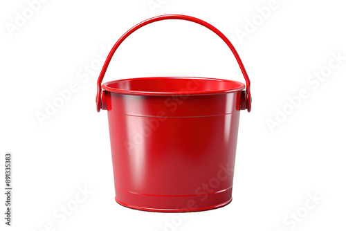 A Classic Red Bucket Ready for Summer Fun on a Clear PNG or White Background.