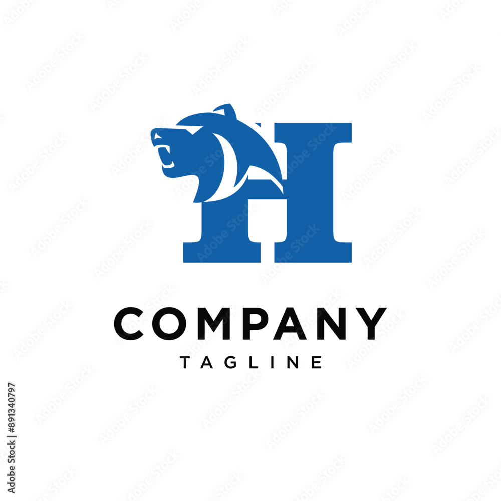 Letter H Bear Head Logo Icon Vector Letter H Bear Head Logo Icon Vector