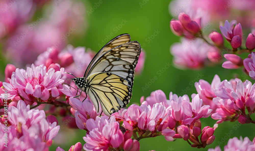 Naklejka premium Butterfly sucking nectar from flower