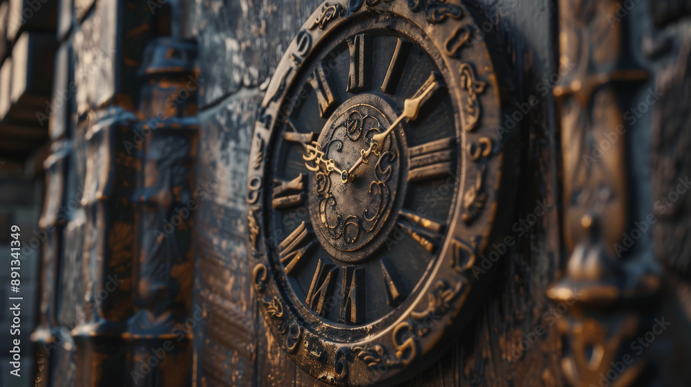 The round wall clock has a distinctive design. The round wall clock has a distinctive design.