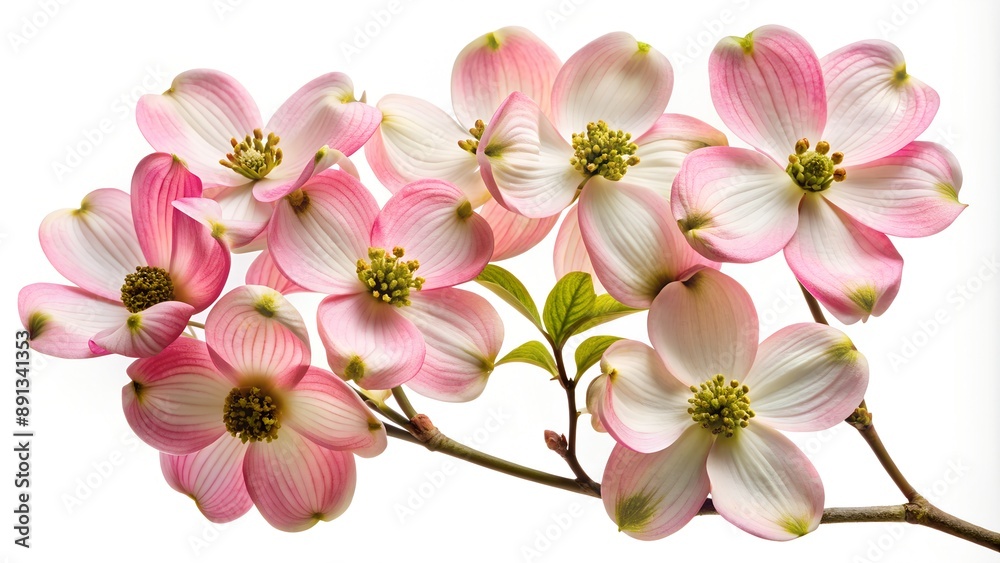 Pink dogwood blossoms blooming on branch Pink dogwood blossoms blooming on branch