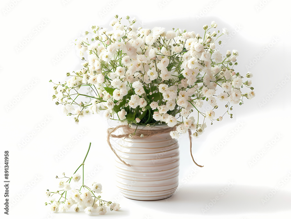 bouquet of white flowers in a ceramic jar isolated on white background bouquet of white flowers in a ceramic jar isolated on white background