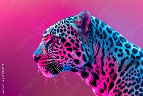 Cheetah. Abstract, neon, multi-colored portrait of a Cheetah on dark background. Generative AI. Beautiful simple AI generated image in 4K, unique.