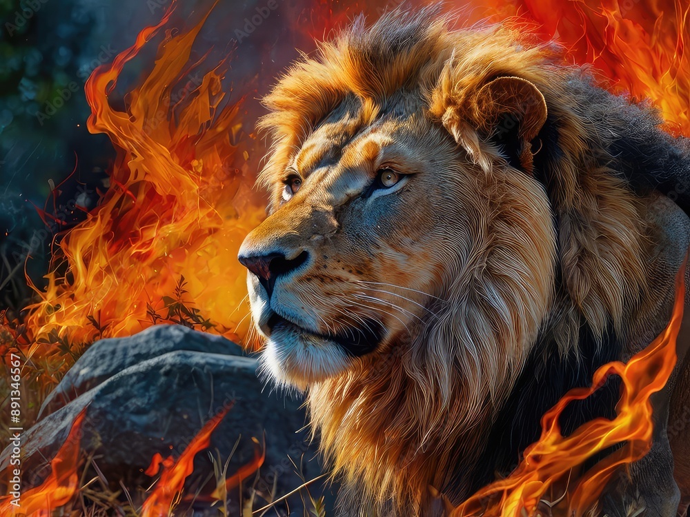 Naklejka premium Animal tiger leopard lion forest wallpaper