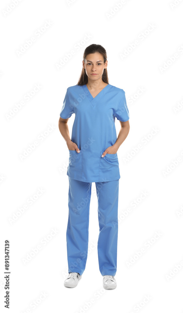 Beautiful nurse in uniform on white background Beautiful nurse in uniform on white background