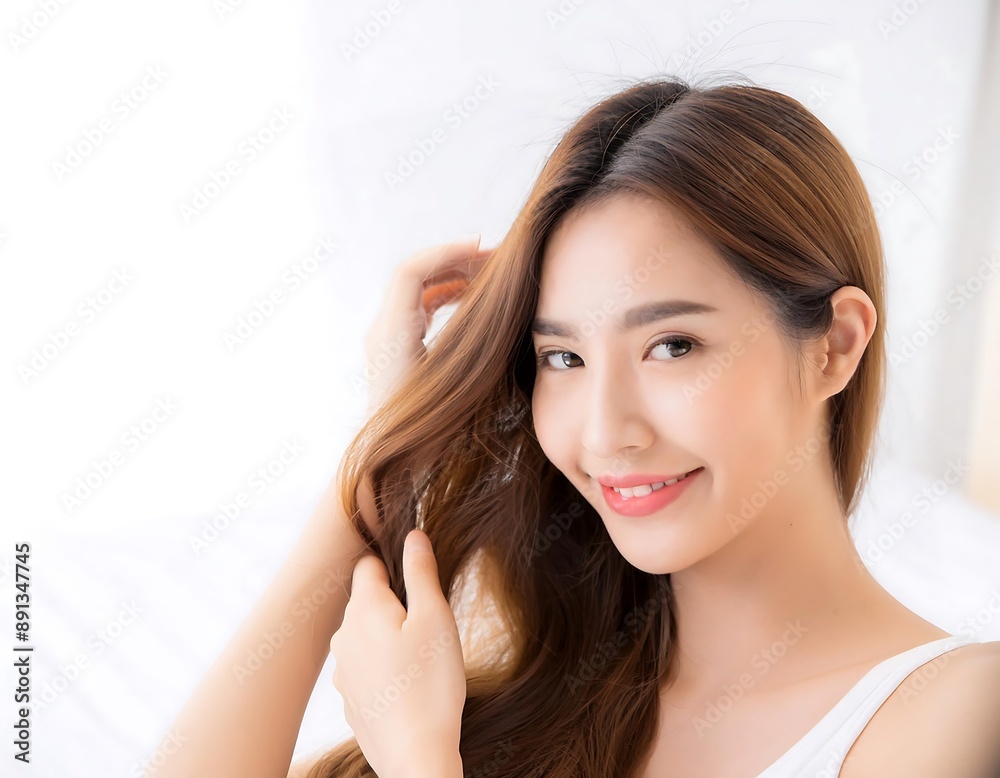 Portrait beautiful young asian woman with long hair and wellness treatment Portrait beautiful young asian woman with long hair and wellness treatment