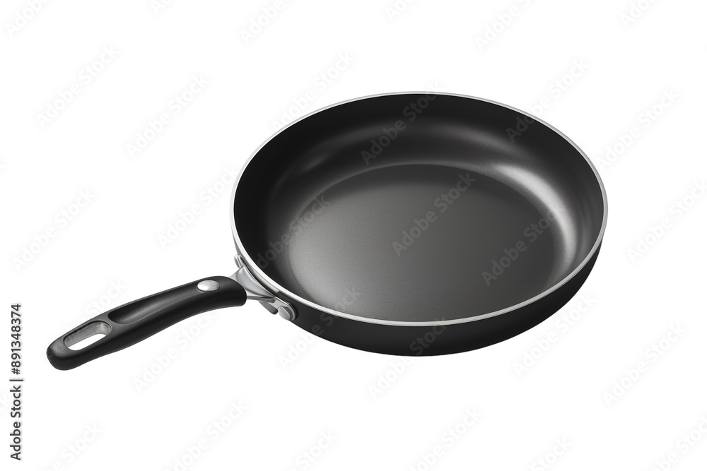 A Pristine Black Frying Pan Awaits Culinary Adventures on a Clear PNG or White Background.