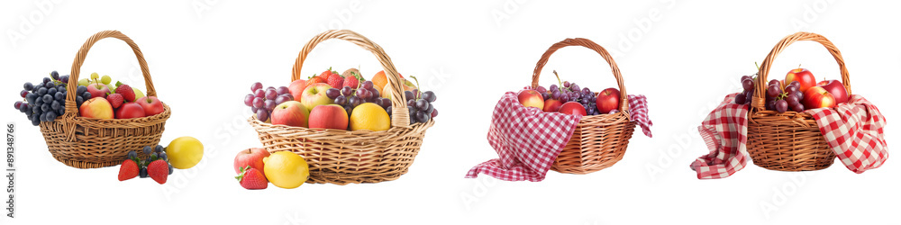 Set of Fruit Baskets Isolated on Transparent Background png Set of Fruit Baskets Isolated on Transparent Background png