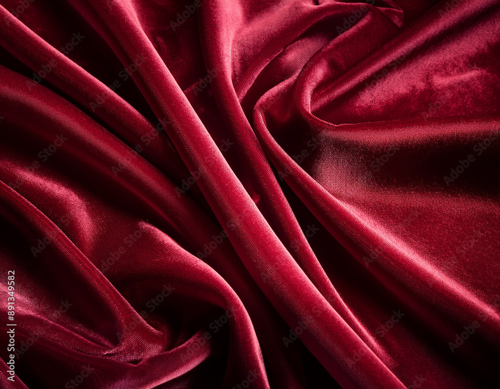 Obraz premium Rich Crimson Red Velvet Fabric Texture with Soft, Luxurious Folds