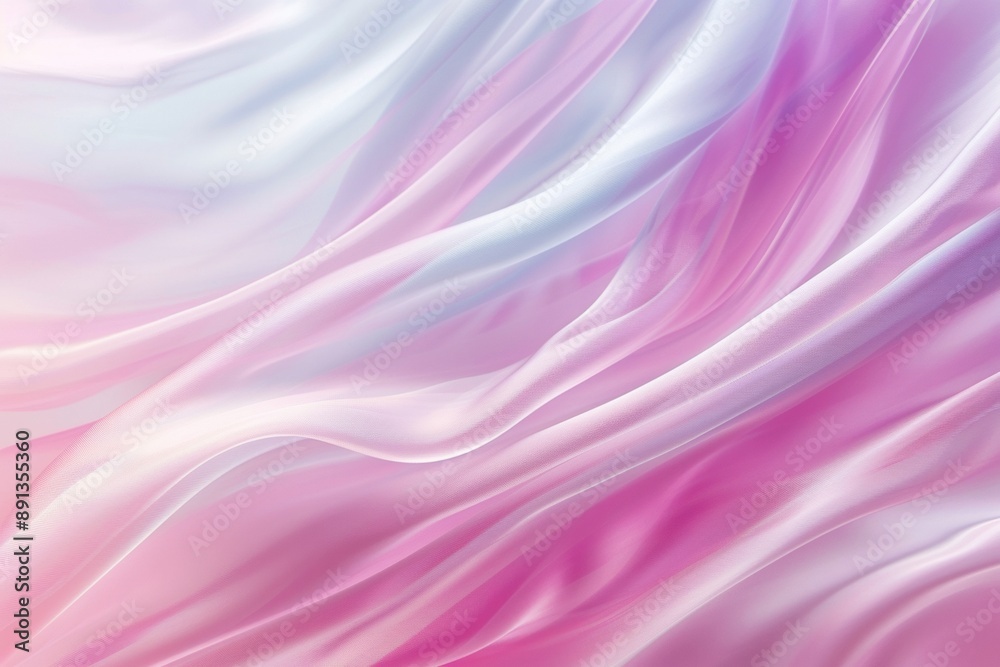 Fototapeta premium Abstract pink and white background with blurred waves of fabric