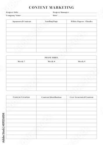 Marketing Planning Page Planner Sheets efficient way to organize & track their marketing activities
