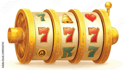 Realistic one arm bandit vector  jackpot slot