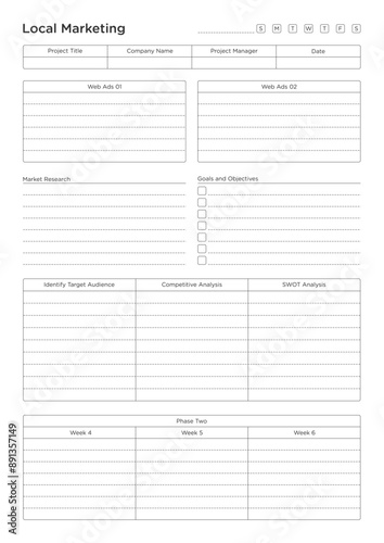 Marketing Planning Page Planner Sheets efficient way to organize & track their marketing activities
