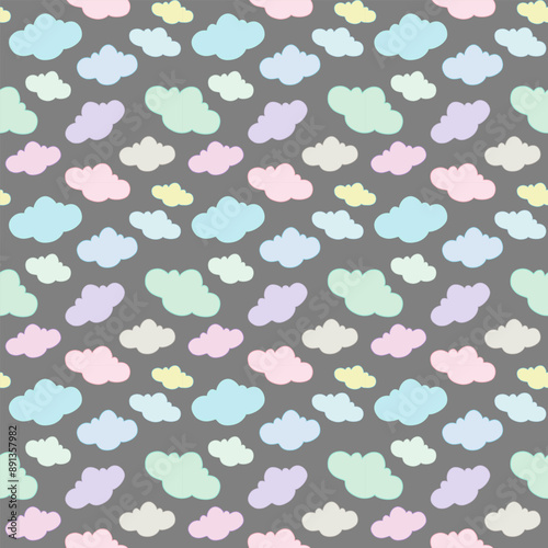 seamless pattern with cute clouds pastel colors 