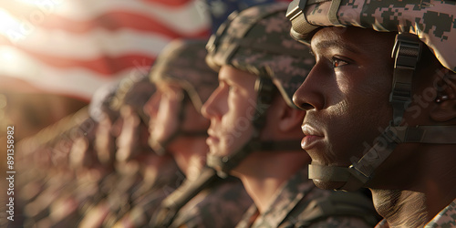 Steadfast Allegiance: Soldiers pledging their loyalty to country and flag photo