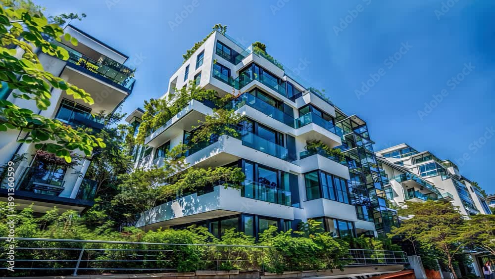luxury apartment building with garden terraces