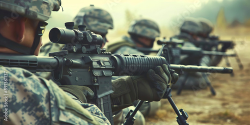 Aim True, Shoot Straight: Soldiers practicing with rifles at a firing range © Lila Patel