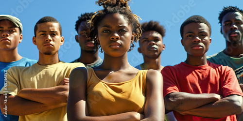 United We Stand: A group of African Americans standing shoulder to shoulder, arms crossed, facing forward photo