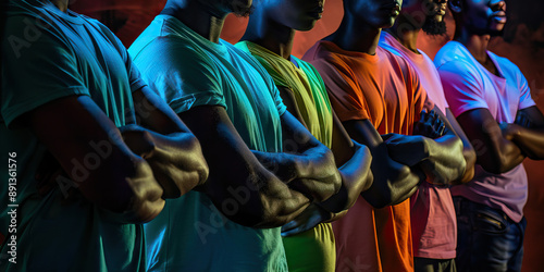 United We Stand: A group of African Americans standing shoulder to shoulder, arms crossed, facing forward photo