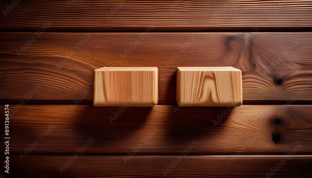 Natural Texture: Two Wooden Blocks on a Wooden Background Natural Texture: Two Wooden Blocks on a Wooden Background