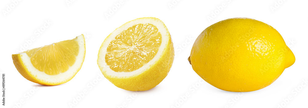 Set of fresh lemons isolated on white Set of fresh lemons isolated on white