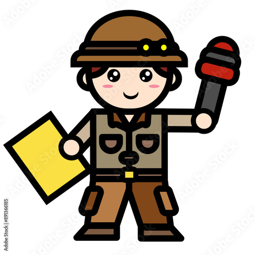 archaeological man holding a microphone