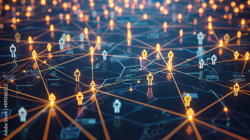 People network across the world. Top down network structure. connected people. social media, influencer, networking abstract background.
