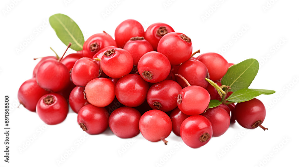 a pile of red berries with green leaves a pile of red berries with green leaves