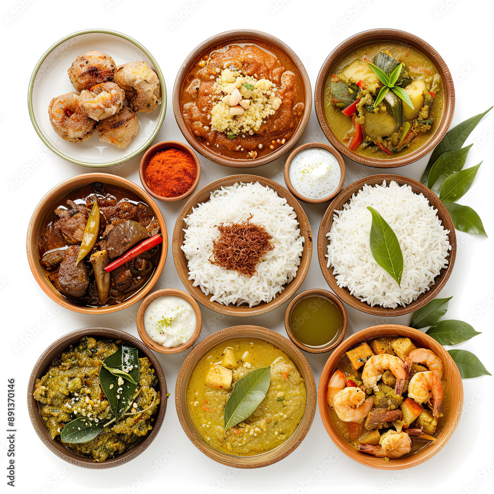 thai food set on white background thai food set on white background