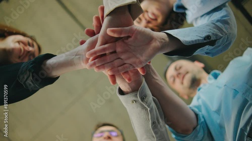 Professional team collaborates with unity, commitment, dedication toward shared goals, achieving success through innovation, teamwork, fostering productive work environment