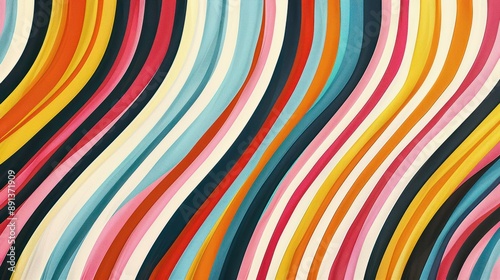 Retro chic: vibrant 70s abstract striped line background - trendy groovy design in contour comic style (vector illustration)