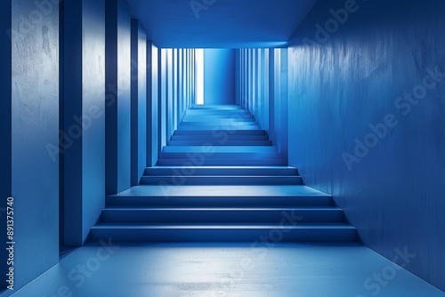 Blue monochrome, background for product presentation. Interior. Generative AI