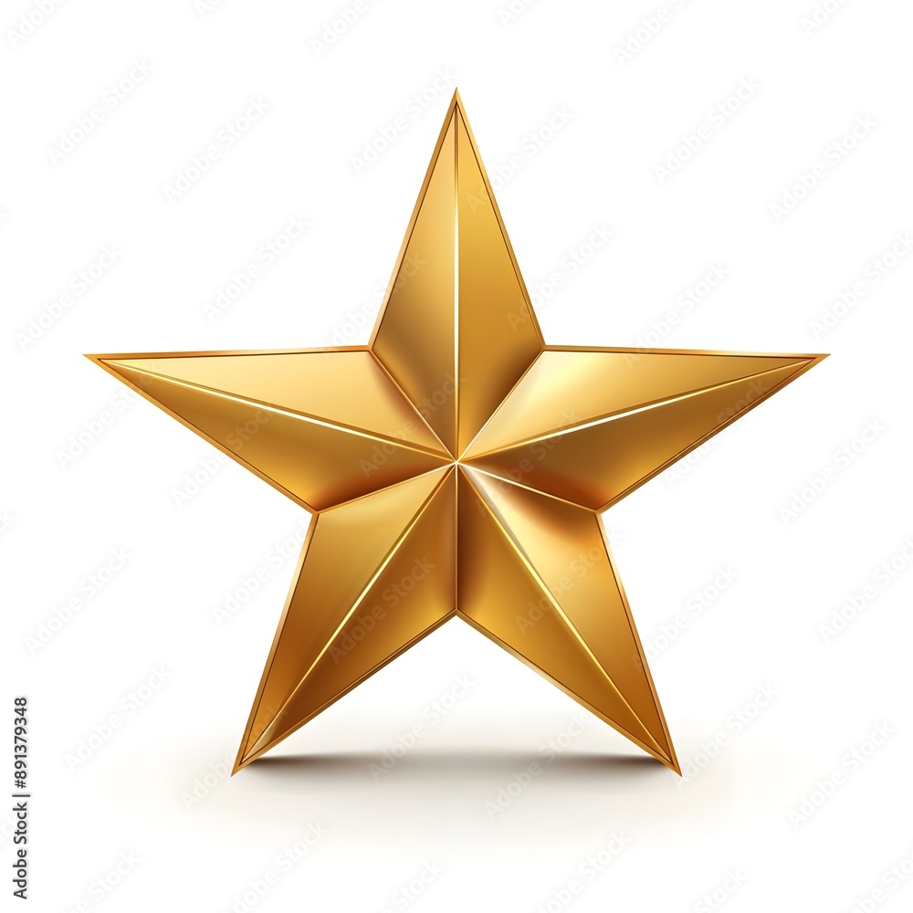 A golden five-pointed star icon with simple, smooth lines on a white background. The 3D rendering effect provides high resolution. A golden five-pointed star icon with simple, smooth lines on a white background. The 3D rendering effect provides high resolution.