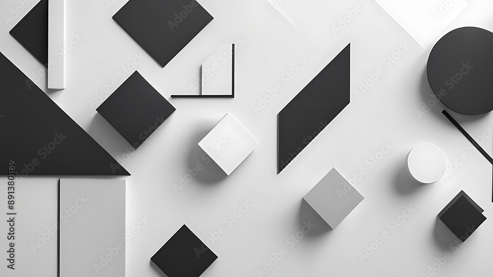Simple geometric shapes in a monochrome palette, minimalist design, elegant background Simple geometric shapes in a monochrome palette, minimalist design, elegant background