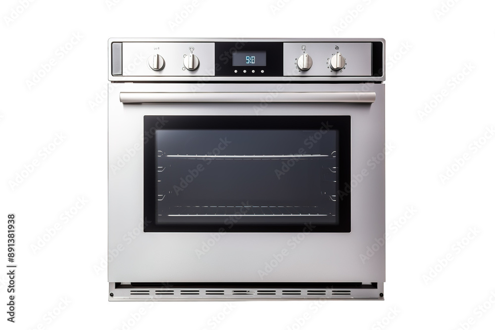 Sleek Stainless Steel Oven Ready For Baking Delights on a Clear PNG or White Background. Sleek Stainless Steel Oven Ready For Baking Delights on a Clear PNG or White Background.
