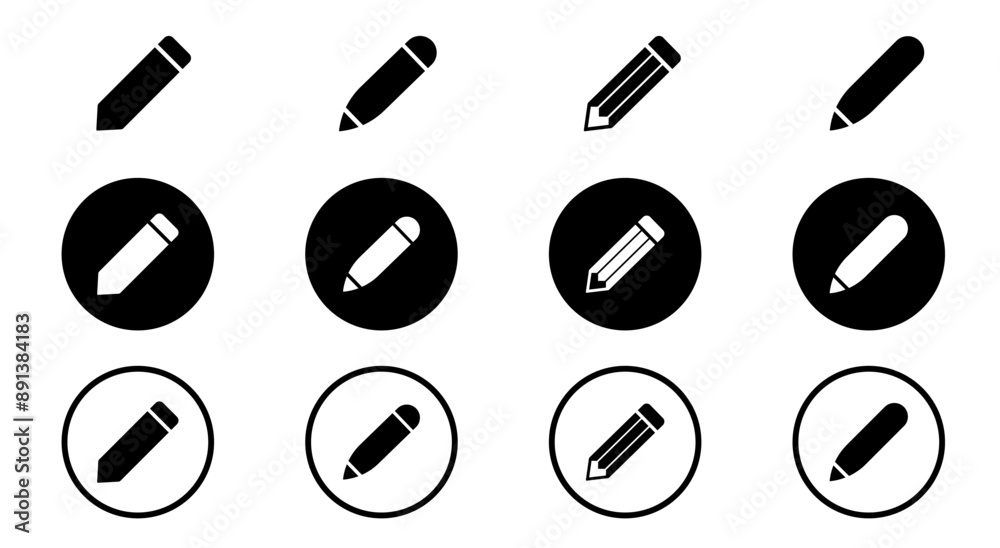 Pencil icons set. Pencil vector icon. Edit icon vector isolated on white background. Pencil icons set. Pencil vector icon. Edit icon vector isolated on white background.