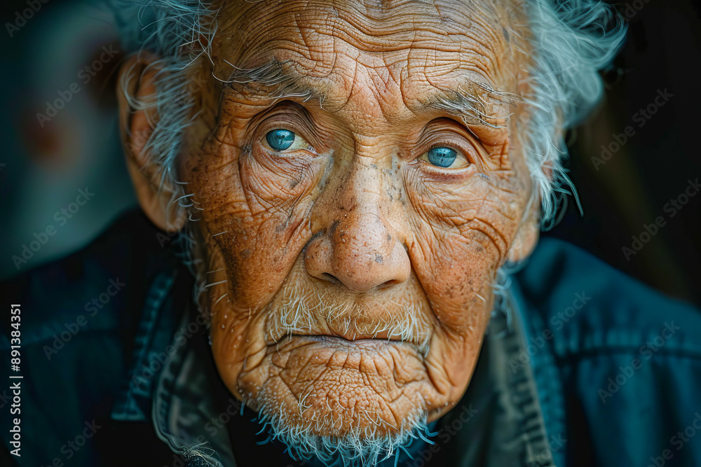 Senior man conveying history and experience with etched wrinkles Senior man conveying history and experience with etched wrinkles