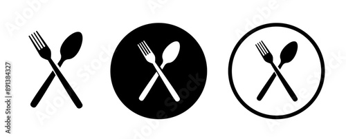 Silverware icons. Fork and spoon. Menu symbol. Black silverware icon. Vector illustration.