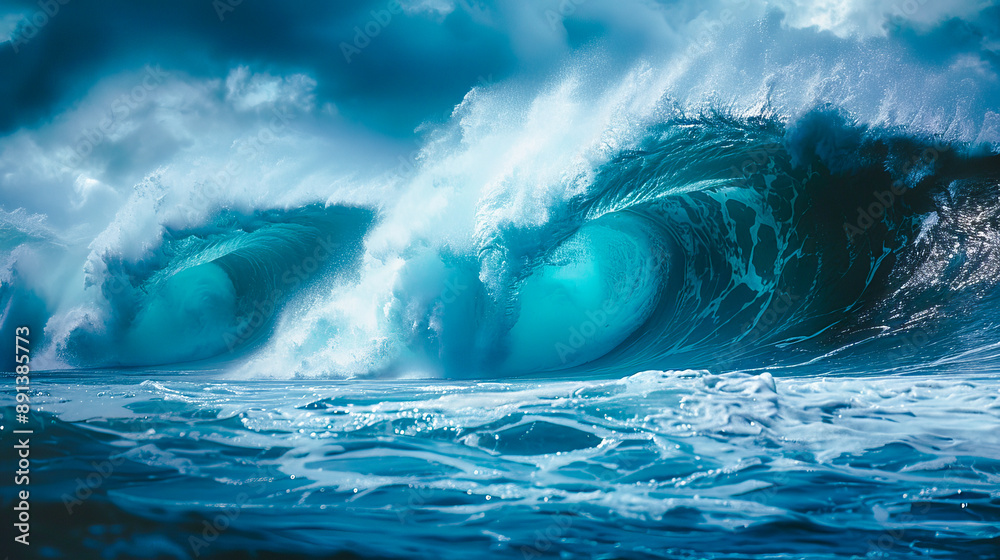 Giant ocean waves are forming tubes as they crash Giant ocean waves are forming tubes as they crash